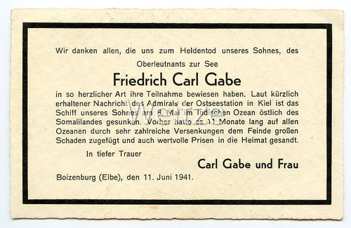 Kriegsmarine sterbekarte eines - sterbekarte,