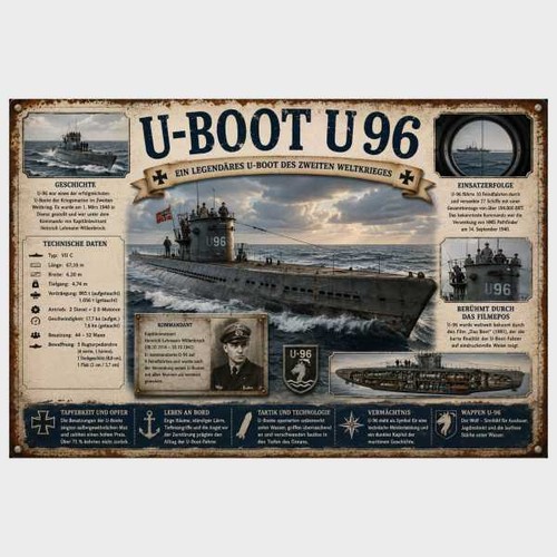 Blechschild boot u96 - blechschild, ww2